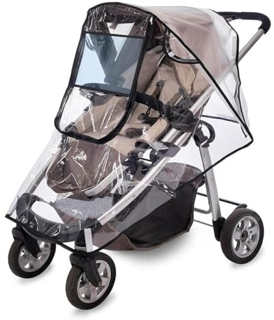 Universal Regenschutz für Kinderwagen Regenverdeck Buggy Raincover Transparent Kinderwagen Regenschutz Sportwagen mit Großes Fenster und Doppel Reißverschluss, Gute Luftzirkulation-Doppelt Wasserdicht