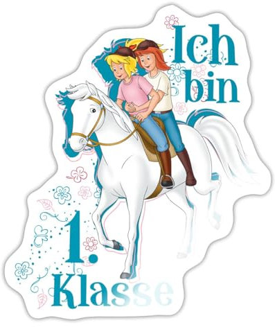 Spreadshirt Bibi und Tina Ich Bin 1. Klasse Sticker Aufkleber, 10 x 10 cm, Weiß glänzend