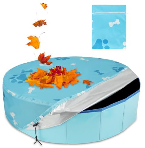 Rypet Haustier-Poolabdeckung, faltbar, rund, für Hunde, auslaufsicher, waschbar, für Kinder, kleines Planschbad-Zubehör für Hunde, Kinderpool, Badewanne (blau)