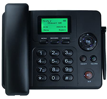Wireless SIM Card GSM Classic Desk Phone,Quadband GSM Desk TelePhone, Desktop Style Phone With SIM Card Slot,Home Telephone In Black, Caller ID, Clear Voice, Radio Function, Quad Band Desk Phone