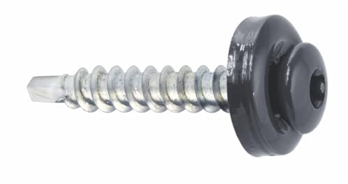 KLIMAS Spenglerschrauben Trapezblechschrauben Bohrschrauben mit EPDM Dichtscheibe für Holzunterkonstruktionen Torx TX-20 (RAL7024 - Graphitgrau)