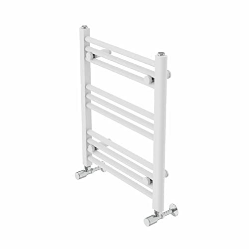 Warmehaus Contemporary Straight Bathroom Ladder Radiator Heated Towel Rail 600 x 500mm Towel Warmer Central Heating White