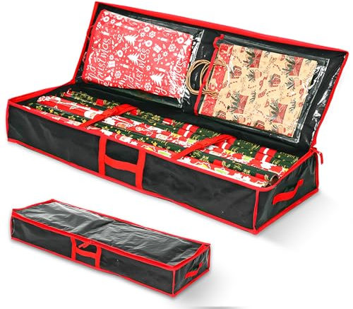 Aufbewahrungstasche für Geschenkpapier, 104x36x16 cm Geschenkpapier Aufbewahrung Reißfest, PE-Beschichtung Tuch Geschenkpapier Organizer für Bänder Schleifen Weihnachtspapier Dekorationen