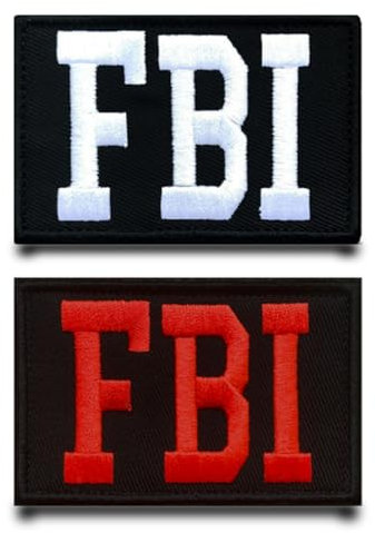 Aufnäher mit FBI-Flagge, lustig, taktisch, bestickt, Klettverschluss, Militär-Aufnäher für Jacken, Hüte, Rucksäcke, Westen, Taschen, Kleidung, Jeans, Mützen, 2 Stück