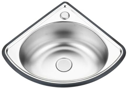 Petit Lavabo d'angle en INOX pour Salle de Bain, Cuisine, Caravane, Toilettes, Camping-Car, Évier Mural Extérieur, 34 x 34 x 15 cm