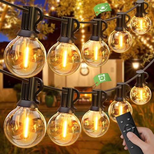 GLUROO Catena Luminosa Esterno Dimmerabile 45M, Luci da Esterno Giardino G40 con Telecomando, 75+2 LED Lampadine Infrangibili, Impermeabile Catena Luci Esterno per Terrazzo Bistrot
