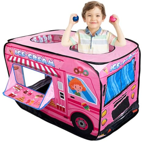 Pamatio Children Play Tent, Ice Cream Playhouse Toy For Girls Boys, Pop Up Tent Gift For Kids Toddler, Indoor Outdoor,Foldable Truck Tent For Parties Garden, with Carry Bag