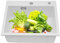 TFIANYNI Fregadero de cocina empotrable de piedra de cuarzo, rectangular, 55 x 45 cm, caño antidesbordamiento, suelo de fregadero de 12 mm de grosor, color blanco
