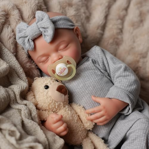 JIZHI Schlafendes Reborn-Baby Mädchen – 17 Zoll Lebensechtes Neugeborenenpuppe mit vollem Vinylkörper mit Outfit und Zubehör, realistischer Babypuppen-Geschenk für Kinder ab 3 Jahren