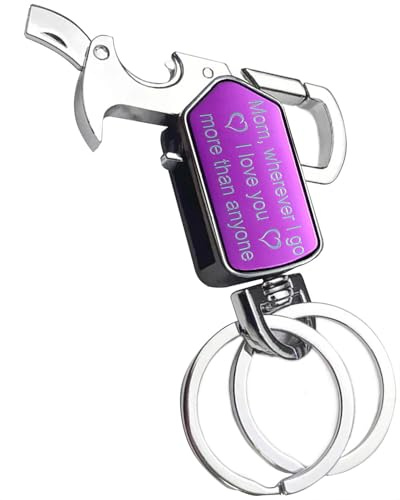Keychain of Mother's Day Gifts from Daughter Son for Mom Birthday Christmas Gifts, Funny Fidget Spinner Keychain Clip with Bottle Opener, Velvet Gift Pouch, Mom Key Chain Women Car Keyring, Pink