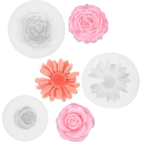 3 Stück Silikonformen Gießformen Kerzen Blumen, 3D ​​Silikonformen​​ Kerzen Rosen Nelke Pfingstrose mit Transparentes Silikon für DIY Kerzenherstellung, Seifen und Harzdekoration (3 Größen)