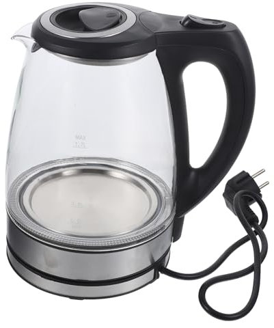 HOLIDYOYO hervidor eléctrico kettle hervidora Hervidor portátil calefacción eléctrica water boiler suministros de cocina Hervidor de agua caliente eléctrico portátil Vidrio Black