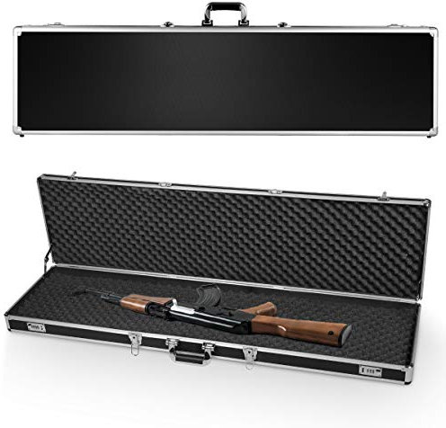 SOARS Alu Waffenkoffer verschließbar, Gewehrkoffer mit Zahlenschloss & Vorhängeschloss & Rasterschaumstoff, Pistolenkoffer Alukoffer Pistolenkoffer (Schwarz)