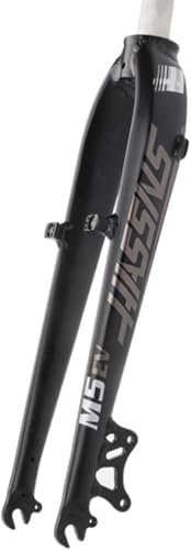 DECAKE Forcella Rigida per Mountain Bike con Freno a Disco/V da 26 e 27,5 in Lega di Alluminio Universale, Forcella Anteriore per Bici con Tubo Dritto da 1-1/8'', sgancio rapido da 9 x
