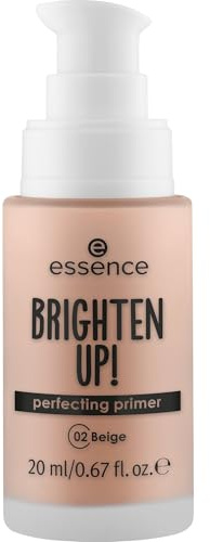 essence BRIGHTEN UP! perfecting primer, Nr. 02, Nude, feuchtigkeitsspendend, abdeckend, grundierend, natürlich, vegan, ohne Parabene, ohne Mikroplastikpartikel, Nanopartikel frei, 1er Pack (20ml)
