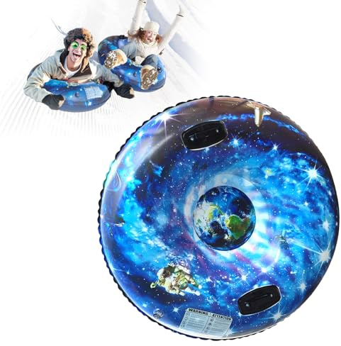 Satiskid Aufblasbarer Schlitten für Erwachsene Kinder 120cm Snow Tube Winter Schneereifen mit Griffen, Kratzfest Schneeschlauch Rodelreifen für Wintersport Outdoor