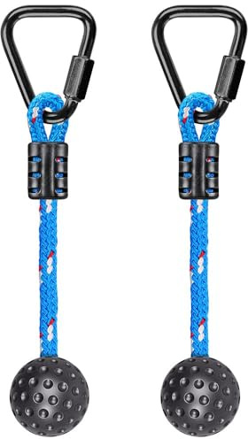BeneLabel Obstacle Course Grip Ball 4cm Diameter, 2 Pack 34cm Outdoor Playset Hanging Carabiner Playground Training Equipment Indoor Fun Activity for Kids and Youth, 500LB, Aged 14+, Blue