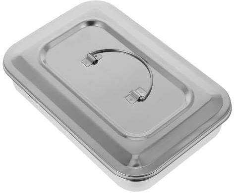 BEBEMOKO Sterilisationsbox Edelstahl mit Deckel 9 Zoll Nagelkunst Sterilisator mit Temperaturthermometer Kompakt und Robust für Hand und Fußpflege
