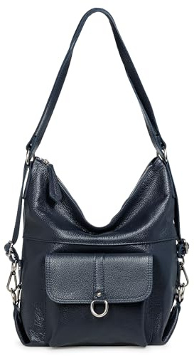 Caspar 2in1 Leder Cityrucksack große Schultertasche Damen Rucksack mit Reißverschluss - PREMIUM LINE - Modell No.853 - Made in Italy