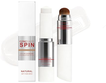 EONFAVE Color Change Foundation Stick, Farbwechsel Grundierung mit Bürste, 2 in 1 Make Up Stift, Hohe Deckkraft, Hydratisierend, Full Coverage Concealer Stift Primer für Natürlichen Look(Natur)