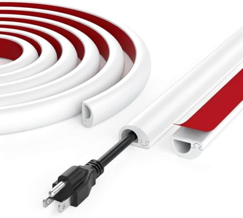 Kabelkanal Weiß Selbstklebend 3m Flexibel, Mini Kabelschacht Seitlich Öffnend für 1 Kabel, Kabelabdeckung Wand & Decke zum Kabel Verstecken in Haushalt Büro (Weißer Flexibler Kabelkanal 3 Meter)