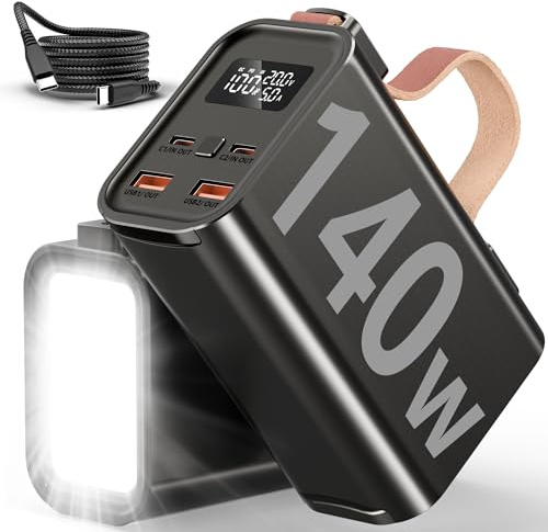 50000mAh 140W Batería Externa Cargador Portátil Carga Rápida PD 3.1 QC 4.0, Power Bank USB C con 4 Puertos y Pantalla LED, Gran Capacidad para PC Portátil, Mac, Tableta, Smartphone