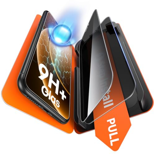 TAURI für iPhone 11 Sichtschutz 6,1 Zoll - 2 Stück | mit Staubfreier 1-Schritt-Installation, 9H Glas Displayschutz, Full Screen Blasenfreie-Schutzfolie, Kompatibel mit Hülle