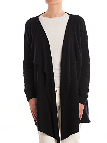 DALLE PIANE CASHMERE - Cardigan Asimmetrico in Misto Cashmere - Made in Italy - Donna, Colore: Nero, Taglia Unica