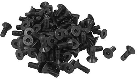 sourcing map 100 Stück M3 x 8mm Senkkopfschrauben Innensechskant Senkkopf Flachkopf Schrauben Senkschrauben Schwarz