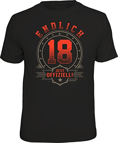 Das Geschenk T-Shirt zum 18. Geburtstag - Endlich volljährig, Offiziell 18, M