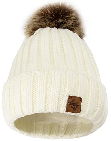MFAZ Morefaz Ltd Mädchen Winter Beanie Mütze Kinder Groß Pom Pom Style Kids SKI Snowboard (Grey Olivia)