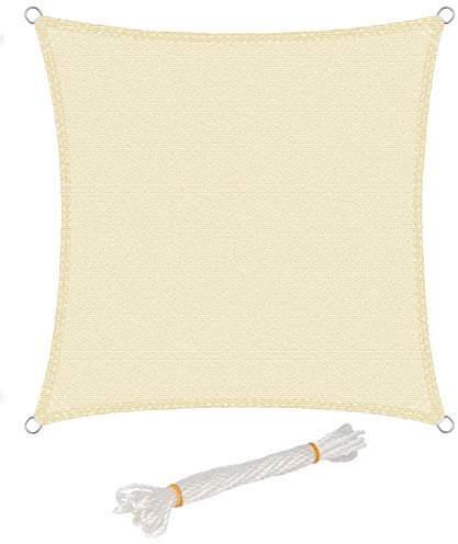 WOLTU Vela ombreggiante 2x2m in HDPE 180 g/m² Traspirante Tenda a Vela Parasole Quadrato Protezione Solare Respirante Anti UV Giardino Esterni Beige