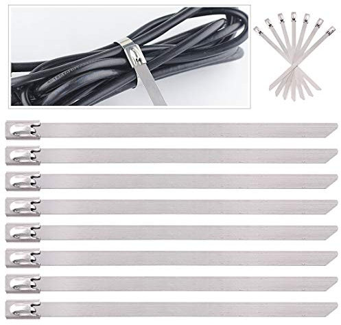 Keadic - Bridas de acero inoxidable con cierre para cables de escape, resistentes, ideales para barcos, minas, petróleo, electricidad, cables de ordenador y más