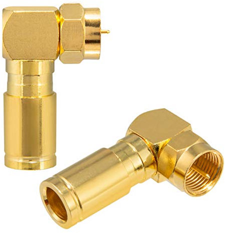 HB-DIGITAL 2x Winkel SAT Kabel Adapter F-stecker für Antennenkabel Antennenadapter Sat Kabel Koaxialkabel Steckverbinder 90° Grad Ø 6.8 – 7.2 mm Kompressionsstecker - Vergoldet