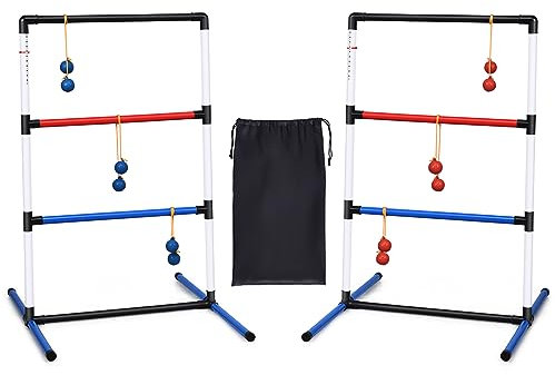 COSTWAY 2er Set Leitergolf Wurfspiel, Laddergolf mit eingebautem Score-Tracker, Leitergolf-Set inkl. Kugeln und Tragetasche, Wurfspiel für die gesamte Familie für Rasen, Strand, Partys
