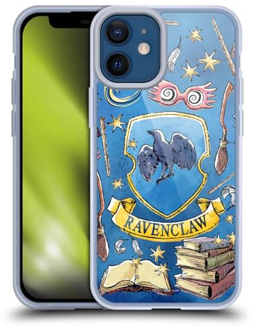 Head Case Designs Officially Licensed Harry Potter Ravenclaw Pattern Deathly Hallows XIII Gel Case [Military Grade Protection] Compatible with Apple iPhone 12 Mini and Compatible with MagSafe