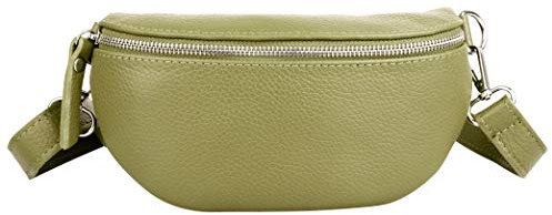 Marco VENEZIA Bauchtasche Leder Damen | Umhängetasche Damen | Crossbody Bag Damen | Gürteltasche Damen | Damen-Umhängetaschen (Olivgrün)