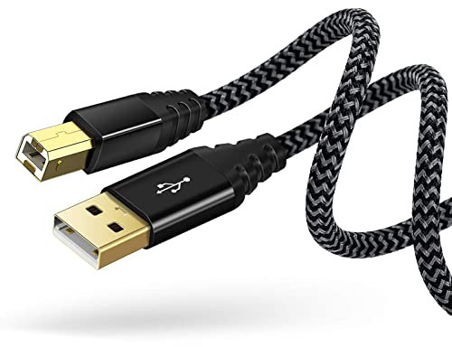 Abetcabe Printer Cable 5M 15FT, Extra Long USB 2.0 Type A Male to B Male High Speed Braided Printer Scanner Core Compatible with HP, Canon, Dell, Epson, Lexmark, Xerox, Samsung and More (5M)