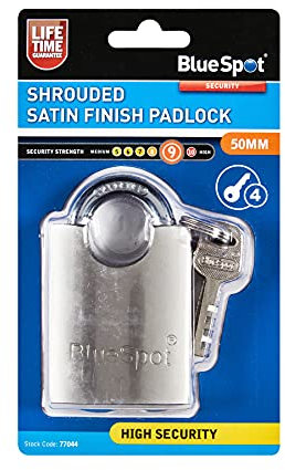 Blue Spot Tools 77044 50mm Shrouded Satin Finish Padlock