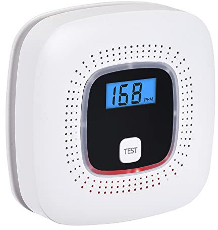 Scondaor Détecteur de CO avec Affichage numérique et Fonctionnement sur Batterie remplaçable, Détecteur de monoxyde de Carbone avec Bouton de Test et Voyant d'état LED, en 50291:2018