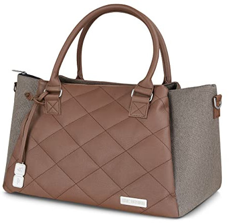 ABC Design Wickeltasche Royal – Handtasche mit Baby Zubehör – auch zum Umhängen – Melange Stoff & Lederimitat – Farbe: nature