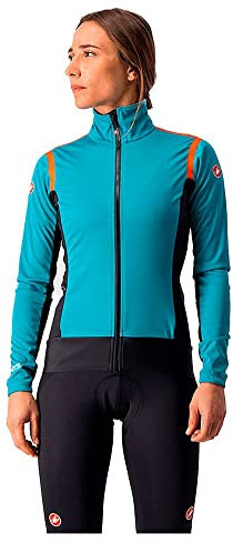 CASTELLI Women's Alpha Ros 2 W Light Jacket, Blaugrün blau/schwarz-fierigrot, Small