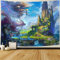 NTERC Fantasy-Drachen-Wandteppich, hängendes Schloss, Märchen, Wald, magische Welt, Wandbehang, 203,4 x 152,4 cm, Flanell, Heimästhetik, Wanddecken, Kinderzimmer, Schlafsaal, Dekor GTRLRC137