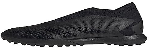 adidas Unisex Predator Accuracy.3 Turf Soccer Shoe, Black/Black/White (Laceless), 7.5 Women/6.5 Men