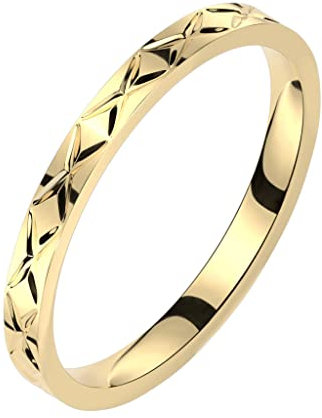 Paula & Fritz® Ring Damen Bandring Gold 316L Chirurgenstahl Größe 57 (18,1) 2,5-mm breit Damen-Ring Herren-Ring Partner-Ring Verlobungs-Ring Ehering