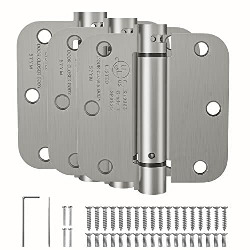 HOSOM Self Closing Door Hinge 3.5 Inch 3 Pack Brushed Nickel