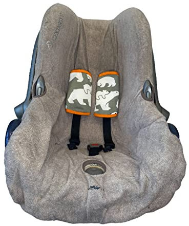 Universal-Gurtpolster für Babytragen, Kindersitze und Kinderwagen. Wendbar, mit Baumwolljersey und Frottee. Ideal für zahnende Babys und als Kau- und Speichelschutz, (Eisbär)
