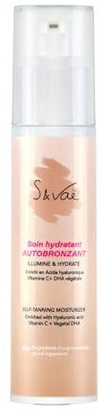 Soin hydratant autobronzant visage, acide hyaluronique et vitamine C, bronzage progressif, 50 ml, S and Vaë