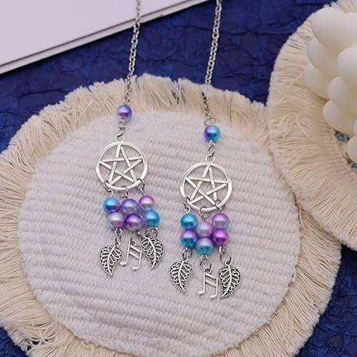 Auto Rückspiegel Anhänger,Traumfänger Auto Spiegel Anhänger Ornament Autospiegel Anhänger Deko Boho Fenster Hängende Dekorationen Anhänger Für Schlafzimmer Wohnzimmer Balkon -Pentagramm