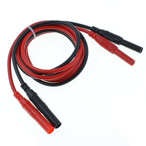 Oiyagai 1 Pair Meter Test Lead Extension Male to Female Connector 4mm Banana Plug to Jack Heavy Duty Silicone Wires Multimeter Leads Probes Adapter 14AWG 1M/39.4